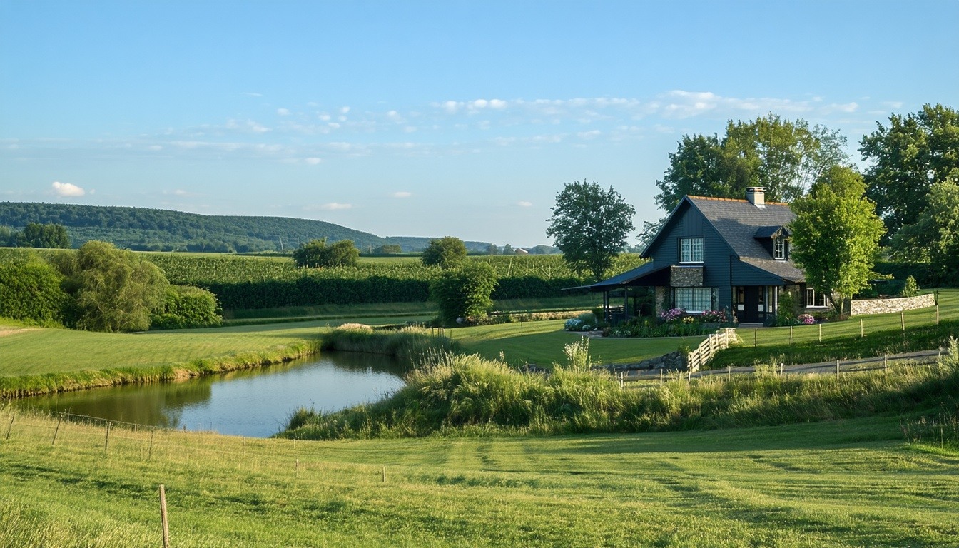 Scenic view of a tranquil countryside retreat.